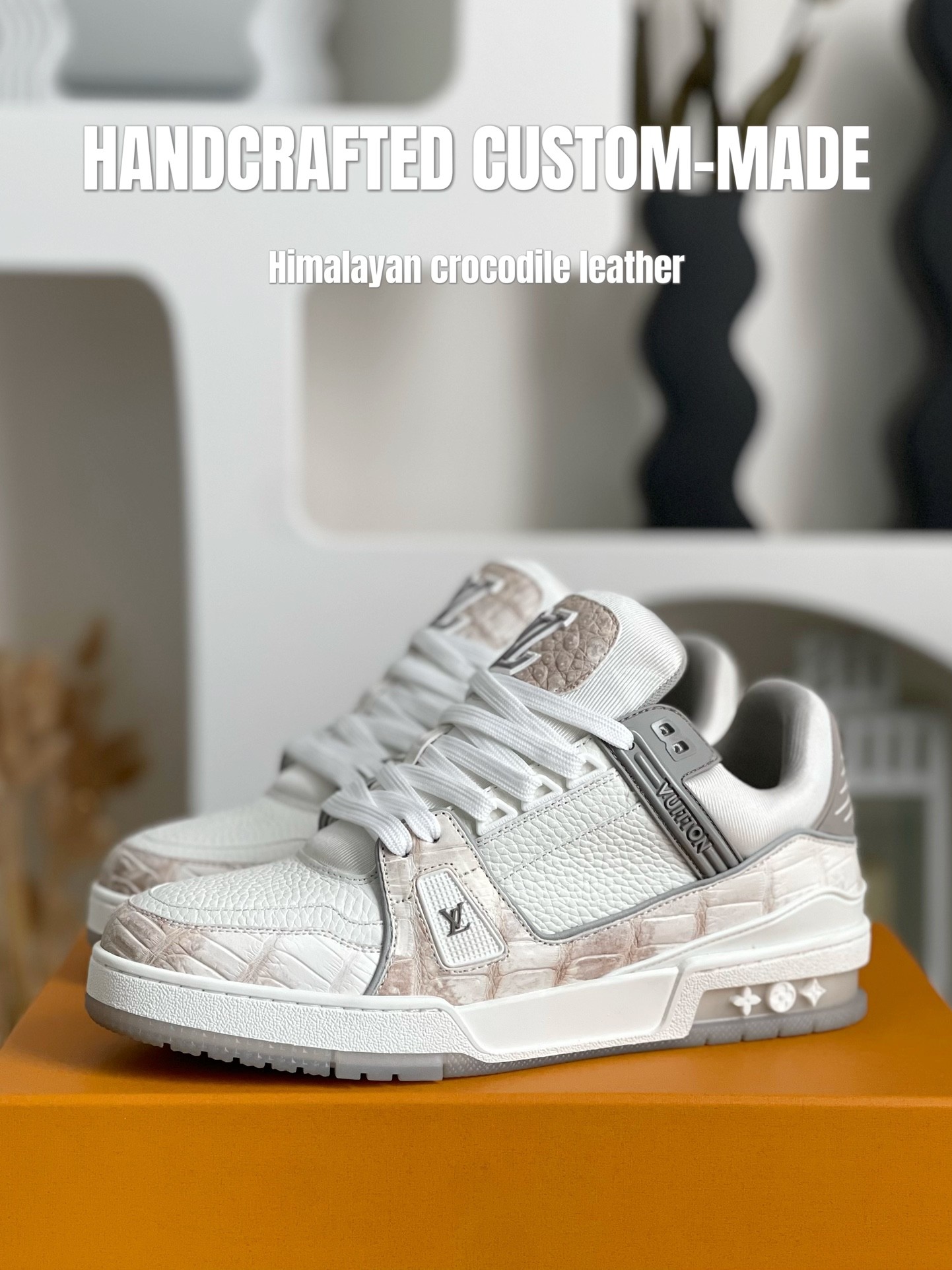 【Handmade Custom】L X V Himalayan Crocodile Leather Trainer Sneakers