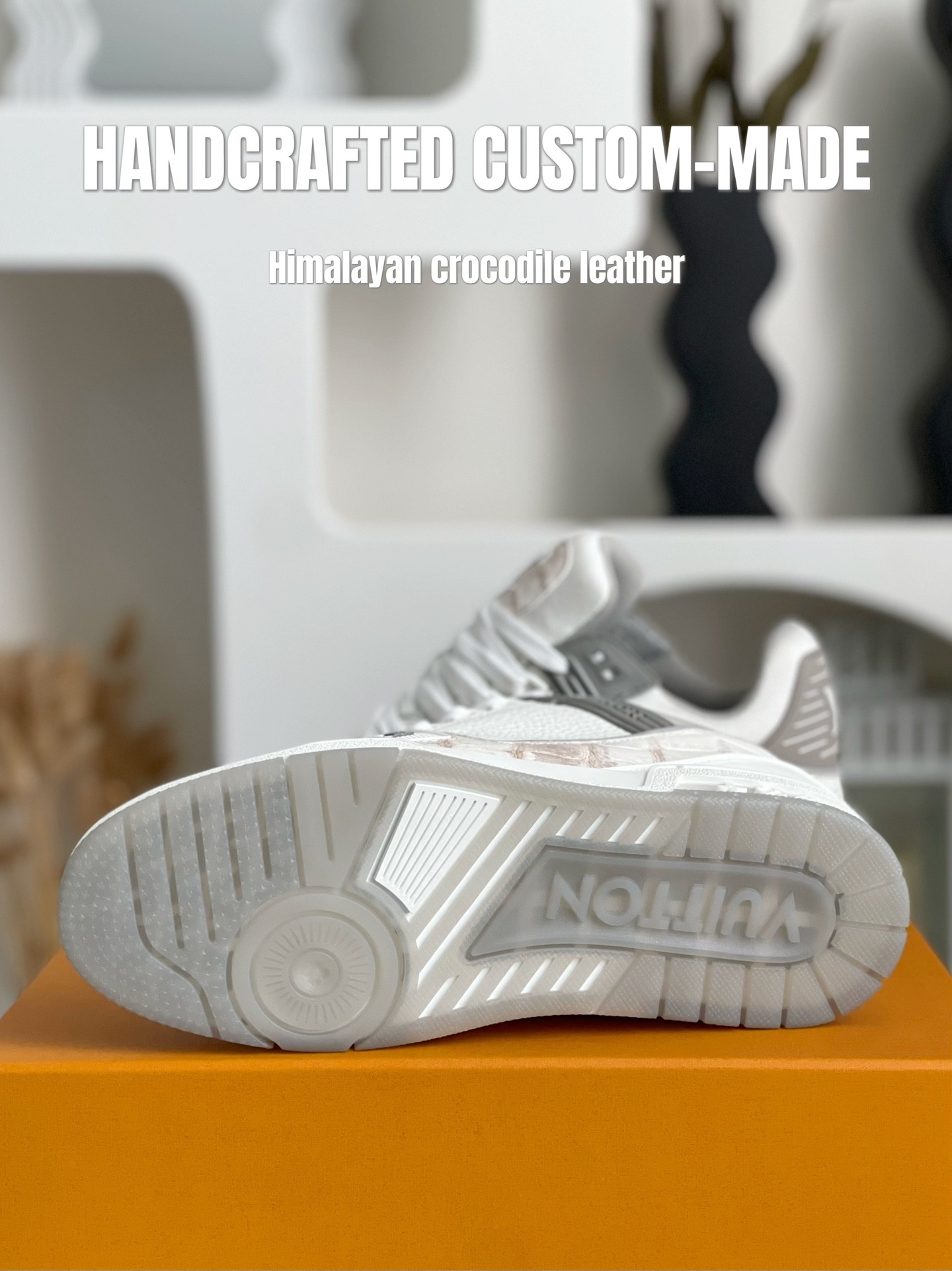 【Handmade Custom】L X V Himalayan Crocodile Leather Trainer Sneakers detail 7
