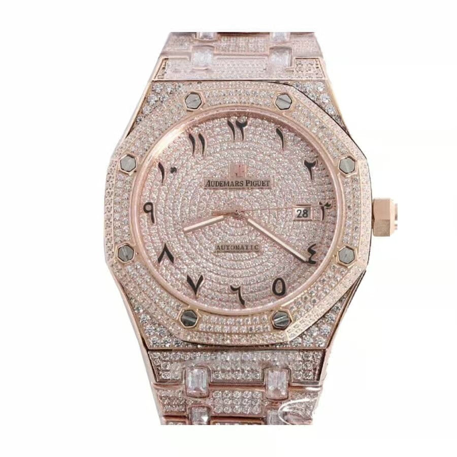 APS Royal Oak Iced Out Rose Gold