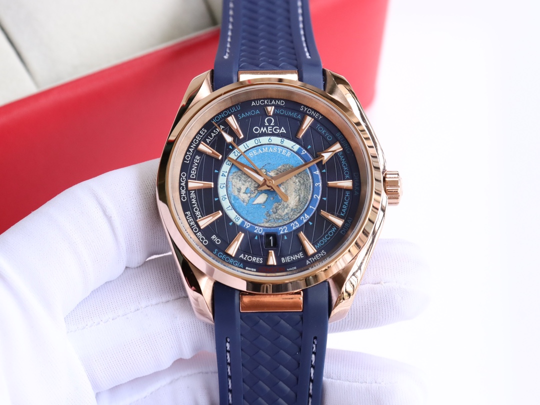 OMG Seamaster Aqua Teera 150 Meter Watch 41mm Gold Steel Diameter Blue Strap