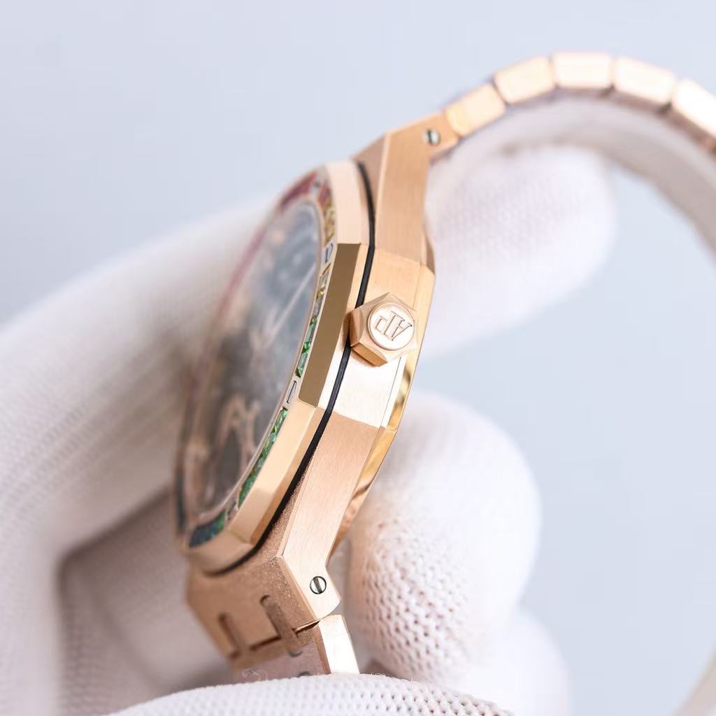 APS 41mm 15412BC Frosted Gold Skeleton Rainbow detail 7