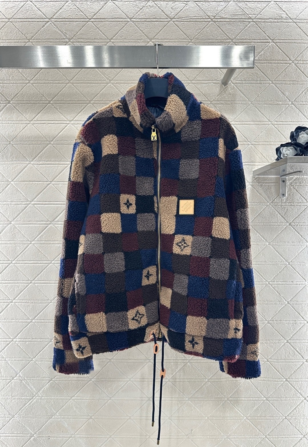 L X V  Contrasting plaid plush jacket