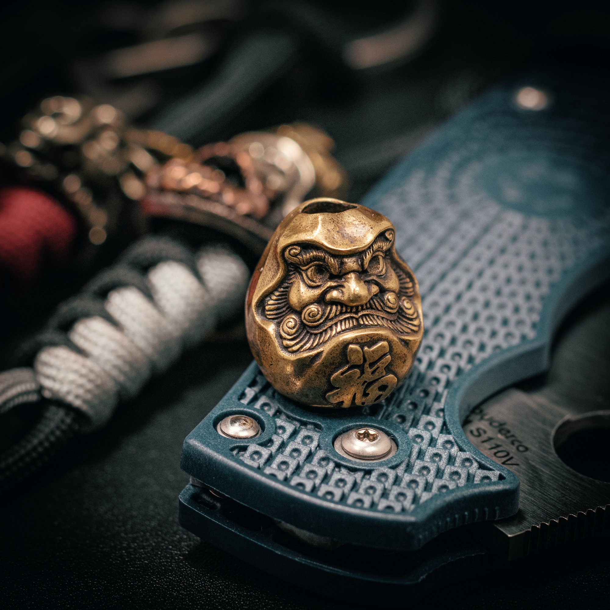 Paracord Bead Daruma for Knife, Bracelet, and EDC Gears