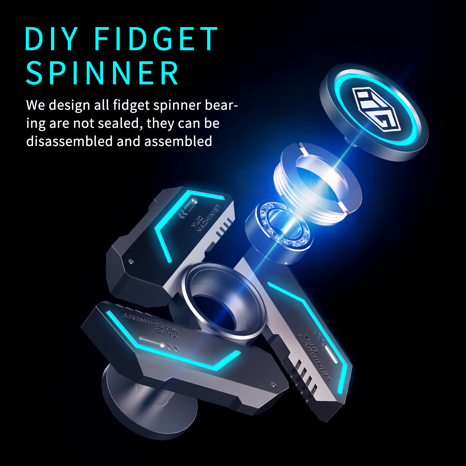 Fidget Spinner Alloy Luminous Light EDC Hand Gyroscope Stress Toys R188 Silent Bearing for Adults Male Kids Toys Birthday Gift