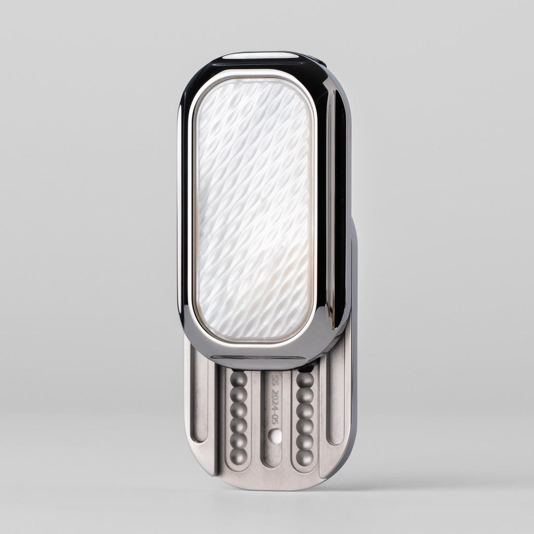 01EDC Metal Fidget Slider-Feeling White Butterfly  Shell Polished Push Slider