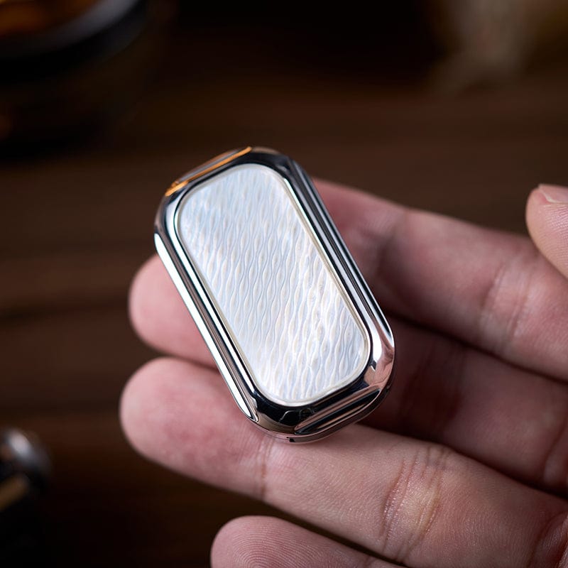 01EDC Metal Fidget Slider-Feeling White Butterfly  Shell Polished Push Slider