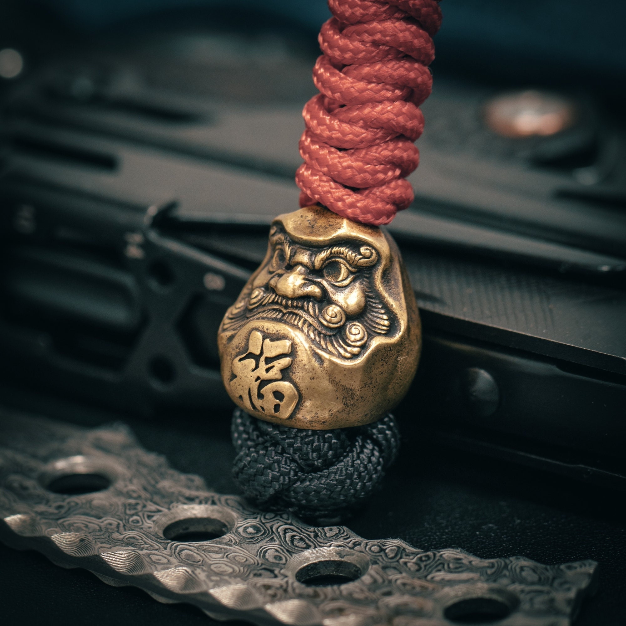 Paracord Bead Daruma for Knife, Bracelet, and EDC Gears