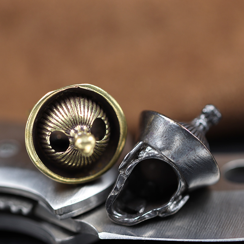 Chinese Zombie Head Sculpture Brass Knife Beads Skull DIY EDC Outdoor Paracord Lanyard Pendants Punk Umbrella Rope Accessories