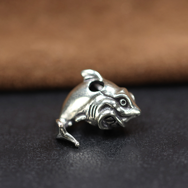 Sea Animal Shark Brass Knife Beads Punk EDC Outdoor DIY Paracord Woven Bracelet Accessories Lanyard Pendants Flashlight Hangings