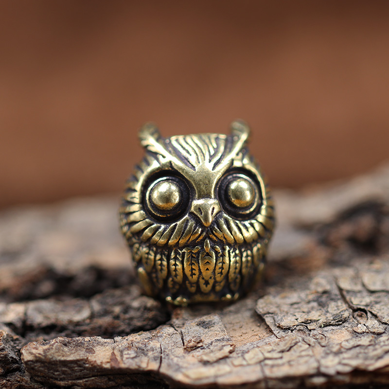 Cute Owl Brass Knife Bead EDC Outdoor DIY Paracord Woven Bracelets Accessories Lanyard Pendant Umbrella Rope Flashlight Hangings