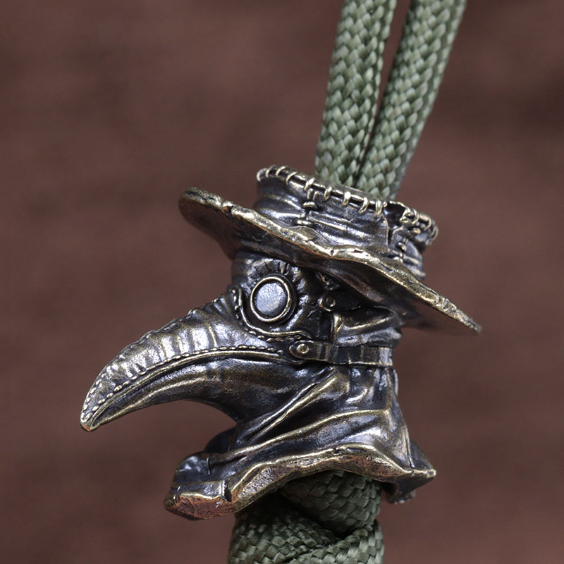 Medieval Europe Long Beak Mask Doctor Brass Knife Bead Lanyard Pendants DIY Paracord EDC Outdoor Tool Woven Hangings Accessories