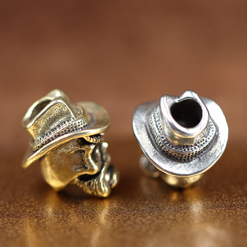 Cowboy Old Man Brass Knife Bead DIY Paracord Accessories Handmade Woven Lanyard Pendants EDC Outdoor Umbrella Rope Hangings Tool