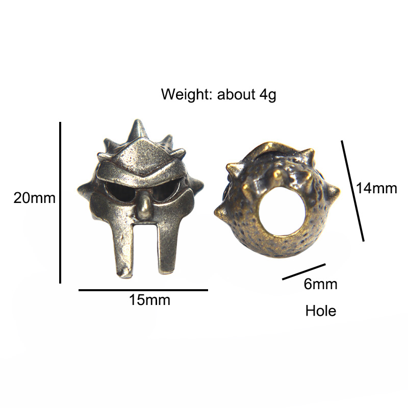 Spartan Roman Angular Helmet Brass Knife Bead Lanyard Pendant Jewelry DIY Paracord Bracelets Charms Outdoor Tool EDC Accessories