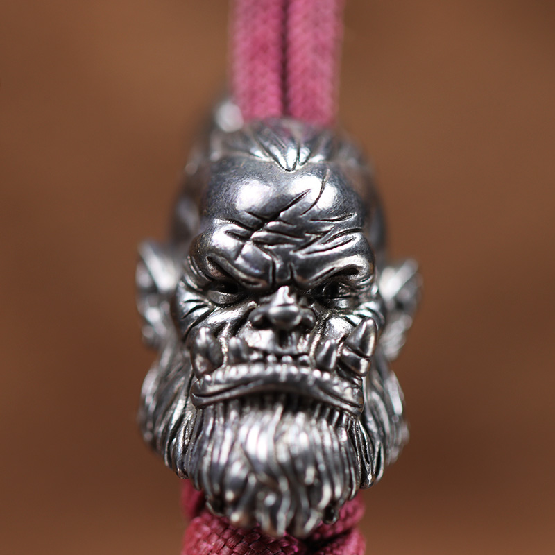 Orcish Warrior Head Sculpture Brass Knife Bead DIY Paracord Accessories  Handmade Woven Lanyard Pendant EDC Outdoor Tool Hanging
