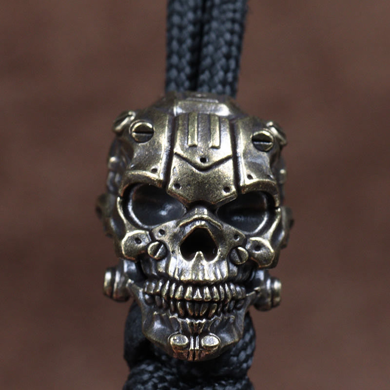 Mechanical Skull Head Brass Knife Beads EDC DIY Paracord Woven Bracelet Lanyard Pendant Accessories Outdoor Tool Hangings Charms