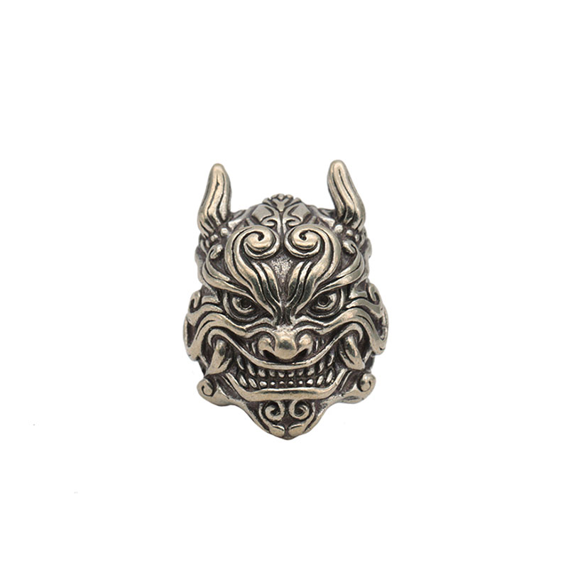 Black Mahakala Head Sculpture Brass Knife Bead EDC Outdoor DIY Paracord Accessories Woven Bracelet Charm Lanyard Pendant Hanging