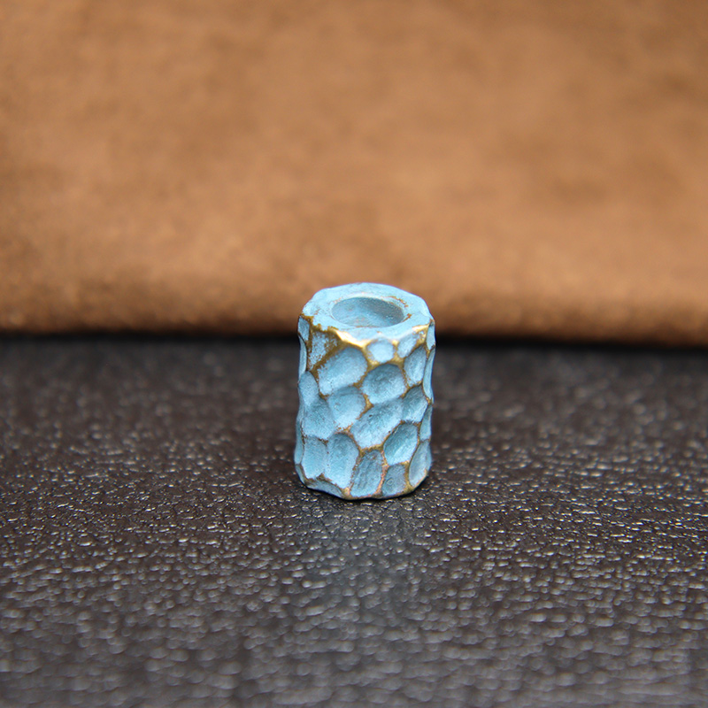 Brass Hammer Texture Pattern Cylinder EDC Knife Beads Paracord Lanyard Pendants DIY Outdoor Flashlight Umbrella Rope Accessories