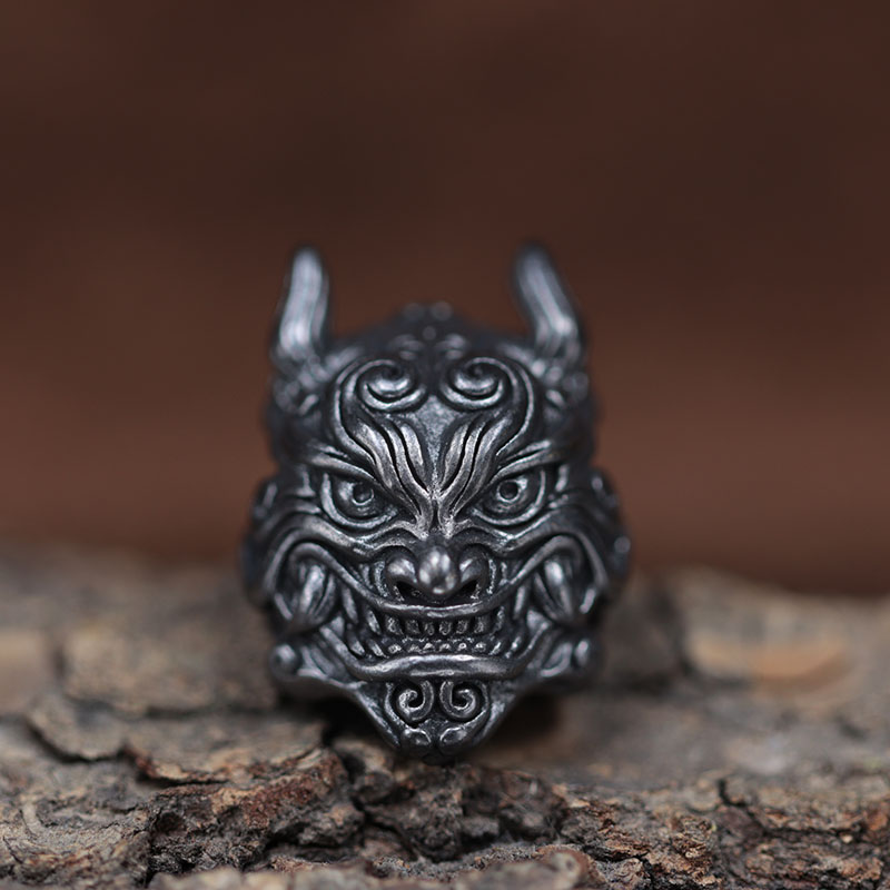 Black Mahakala Head Sculpture Brass Knife Bead EDC Outdoor DIY Paracord Accessories Woven Bracelet Charm Lanyard Pendant Hanging
