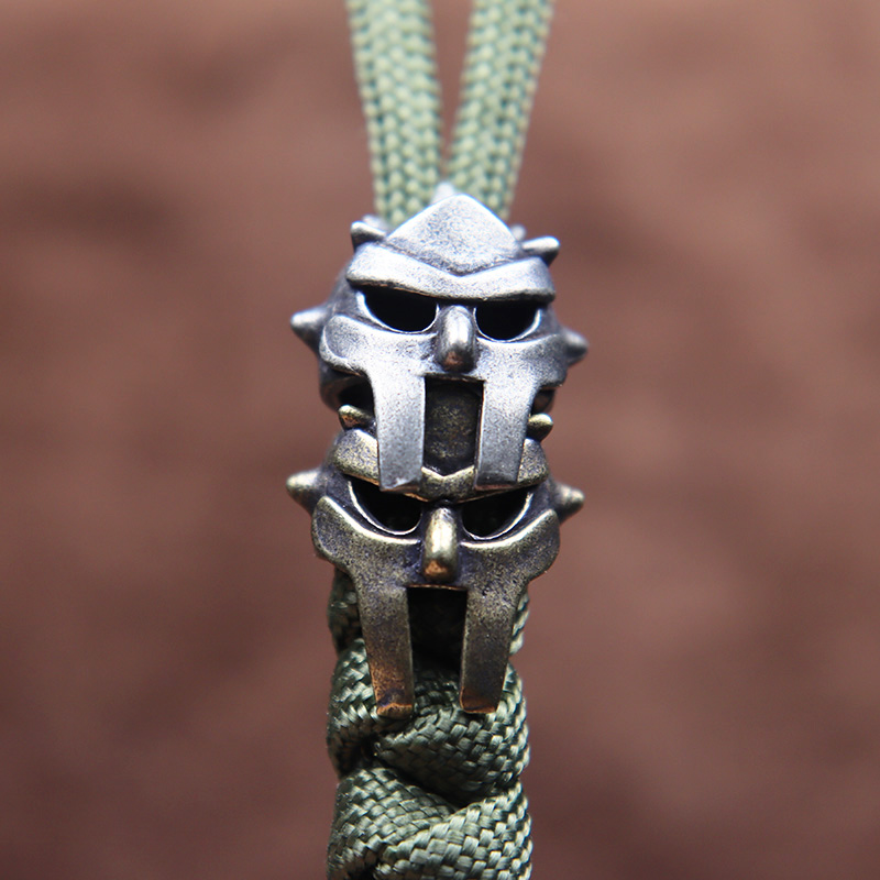 Spartan Roman Angular Helmet Brass Knife Bead Lanyard Pendant Jewelry DIY Paracord Bracelets Charms Outdoor Tool EDC Accessories