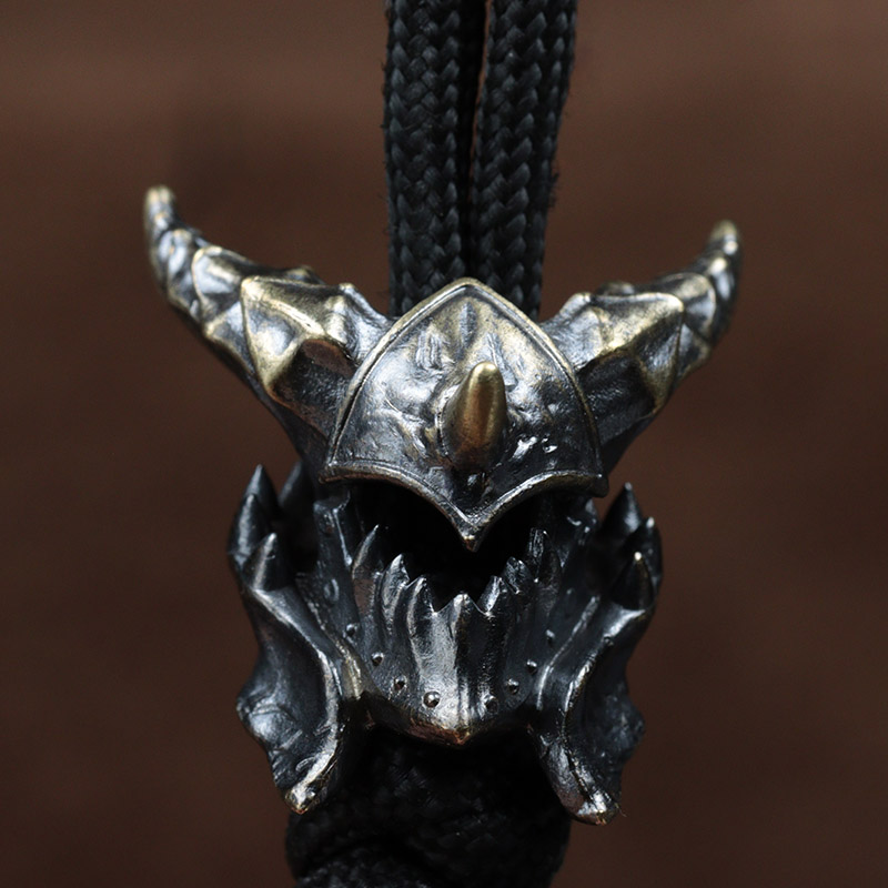 Death Helmet Brass Knife Beads EDC Outdoor DIY Paracord Accessories Woven Lanyard Pendant Jewelry Punk Survival Bracelets Charms