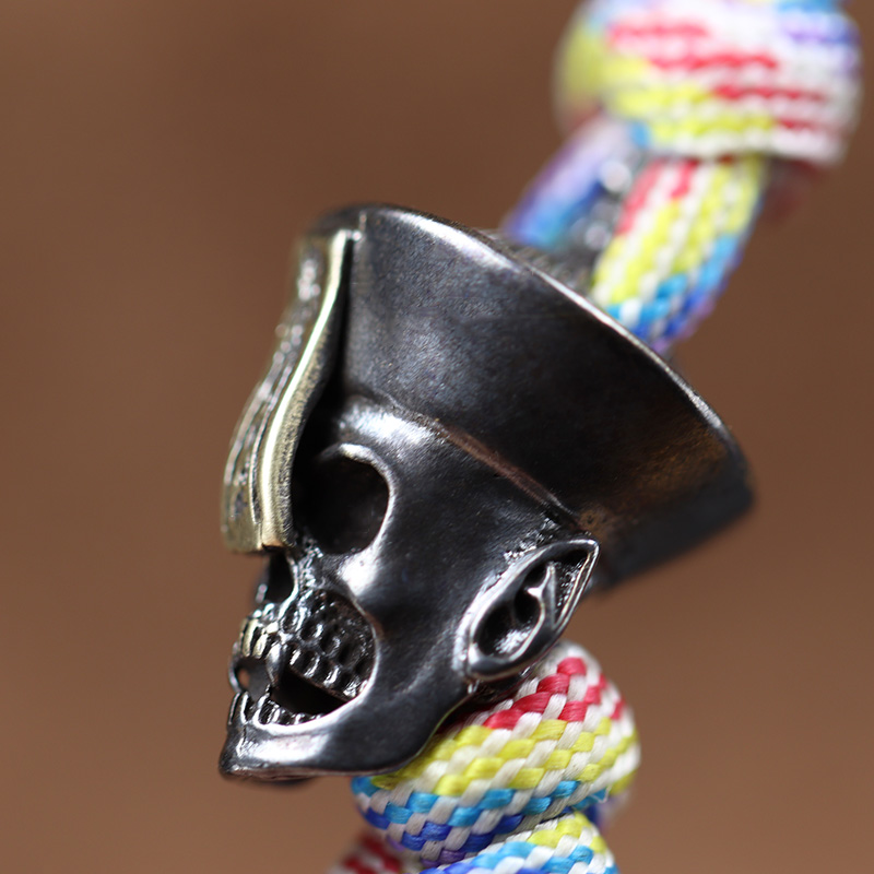 Chinese Zombie Head Sculpture Brass Knife Beads Skull DIY EDC Outdoor Paracord Lanyard Pendants Punk Umbrella Rope Accessories