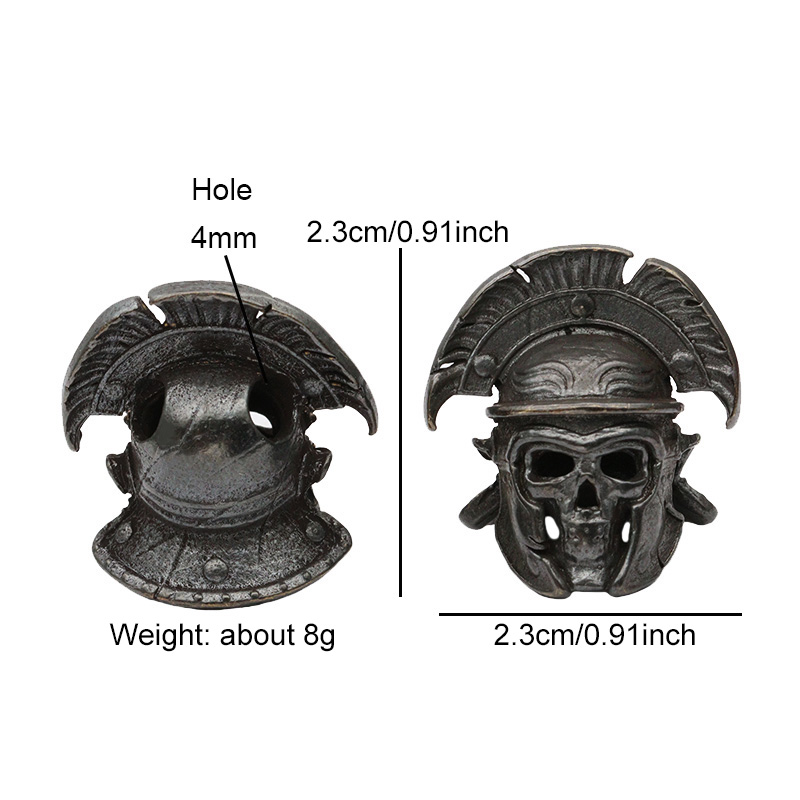 Fan Shape Helmet Skull Head Knife Beads DIY Paracord Lanyard Pendant Retro Punk Metal Brass Samurai EDC Outdoor Tool Accessories