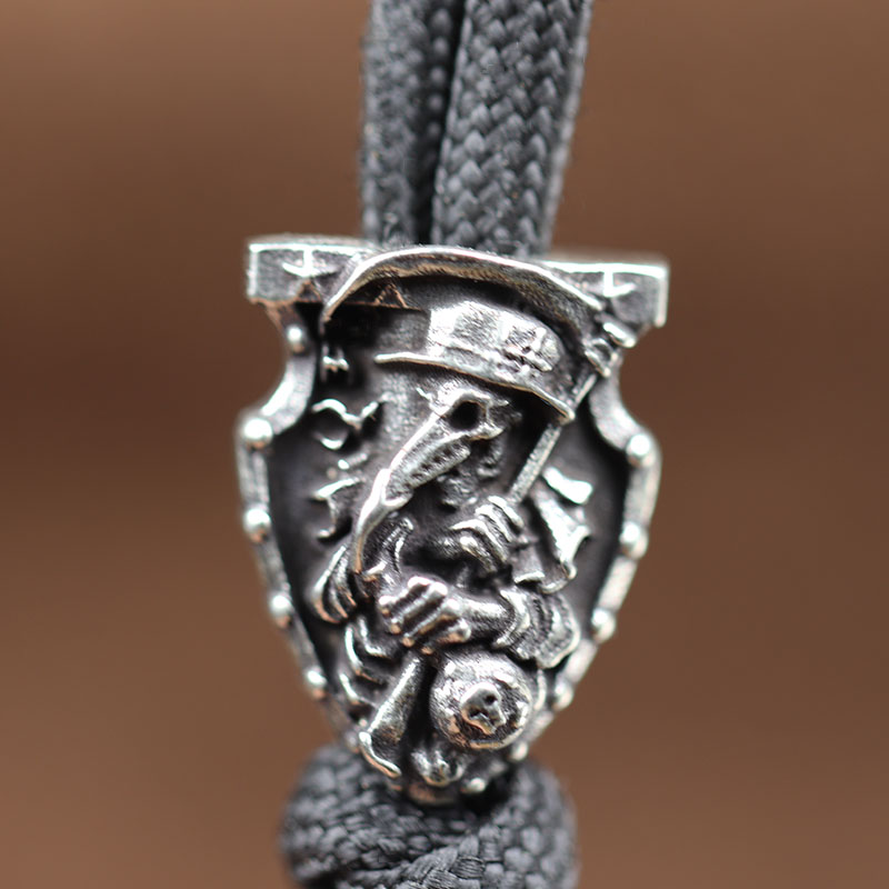 Sickle Grim Reaper Skull Brass Knife Beads EDC Outdoor Tools DIY Handmade Woven Paracord Flashlight Lanyard Pendants Accessories