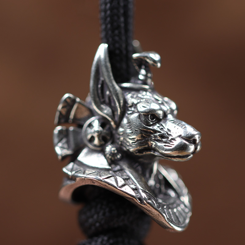 Ancient Egypt Death God Anubis Jackal Head Brass EDC Knife Beads DIY Paracord Woven Lanyard Pendants Jewelry Outdoor Accessories