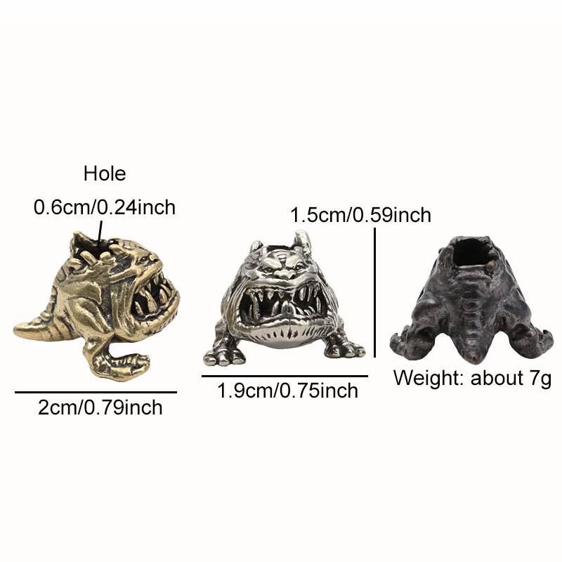 Cuspid Teeth Monster Brass Knife Beads EDC Outdoor DIY  Paracord Handmade Woven Lanyard Pendants Punk Retro Jewelry Accessories