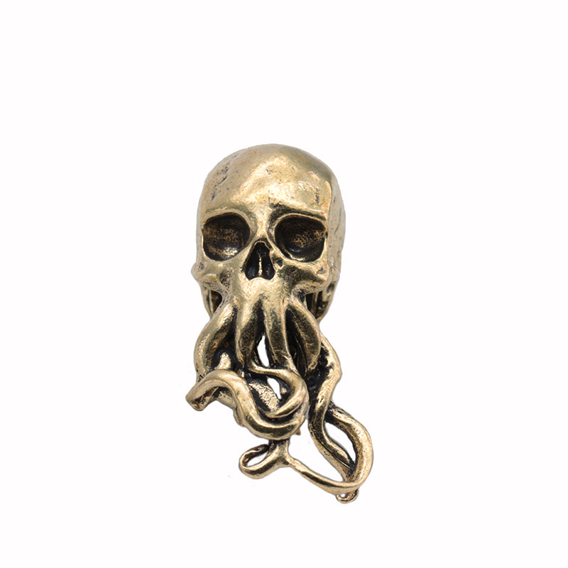 Black Skull Face Octopus Brass Knife Beads Lanyard Pendants Jewelry Umbrella Rope Hangings EDC Outdoor DIY Paracord Accessories