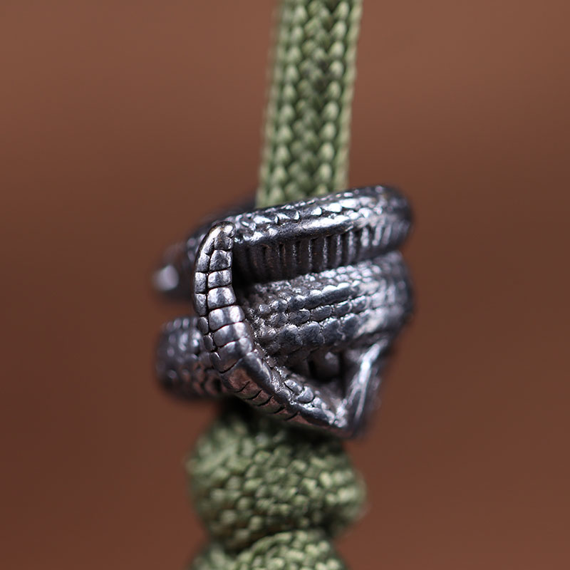 Black Brass Rattlesnake Knife Beads DIY EDC Umbrella Rope Lanyard Paracord Bracelets Snake Pendants Jewelry Outdoor Accessories