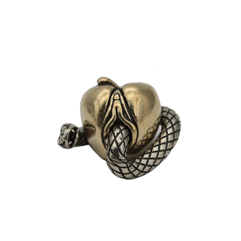Desire Snake Female Genitalia Apple Figure EDC Outdoor Paracord Beads Retro Brass Umbrella Rope Woven Lanyard Pendants For Knife