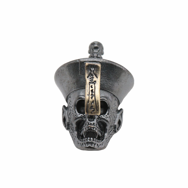 Chinese Zombie Head Sculpture Brass Knife Beads Skull DIY EDC Outdoor Paracord Lanyard Pendants Punk Umbrella Rope Accessories