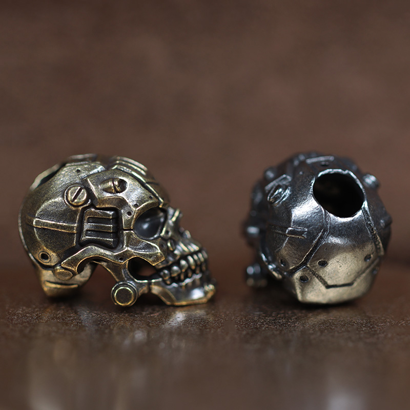 Mechanical Skull Head Brass Knife Beads EDC DIY Paracord Woven Bracelet Lanyard Pendant Accessories Outdoor Tool Hangings Charms
