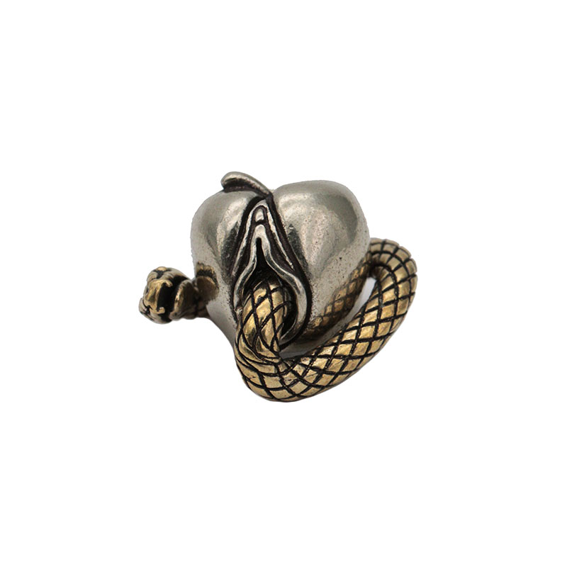 Desire Snake Female Genitalia Apple Figure EDC Outdoor Paracord Beads Retro Brass Umbrella Rope Woven Lanyard Pendants For Knife