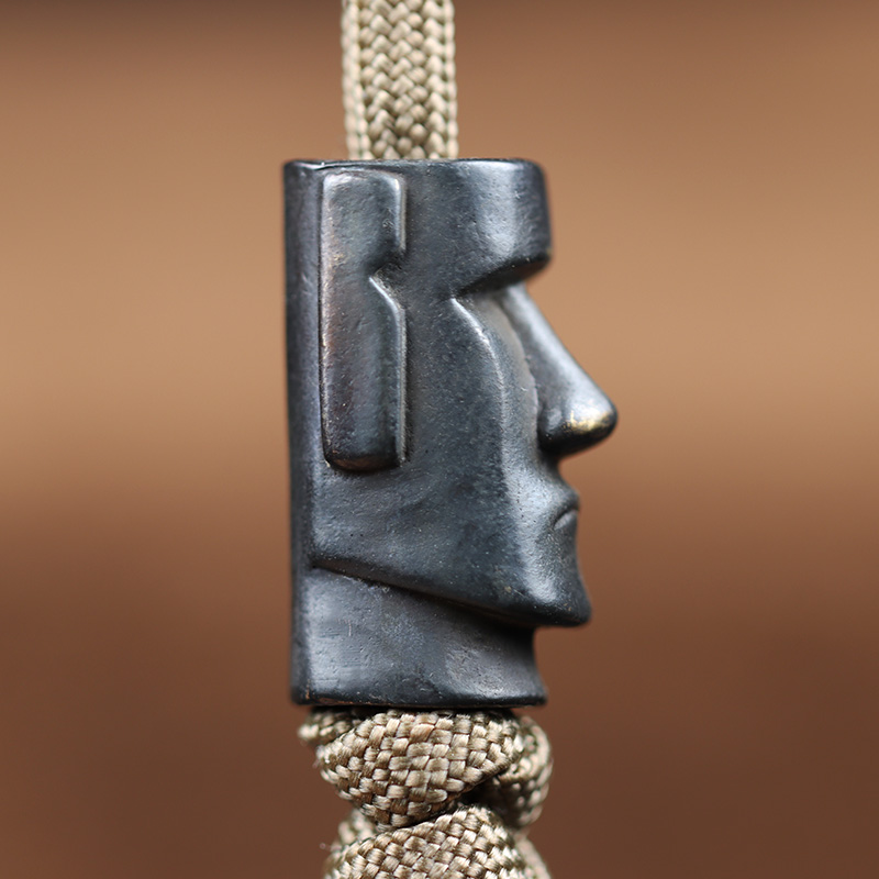 Easter Island Stone Statue Watchman Knife Beads Brass Woven Paracord Lanyard Pendants Outdoor EDC Umbrella Rope DIY Accessories