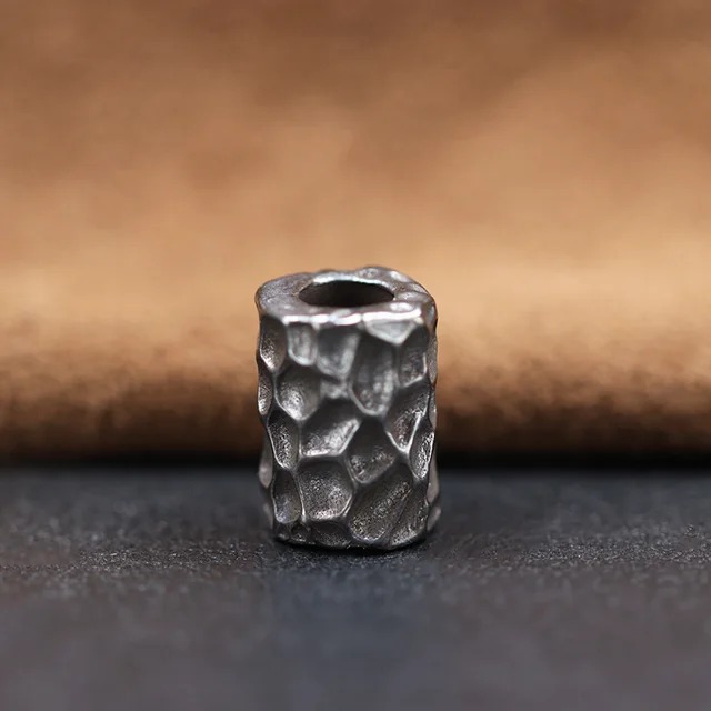 Brass Hammer Texture Pattern Cylinder EDC Knife Beads Paracord Lanyard Pendants DIY Outdoor Flashlight Umbrella Rope Accessories