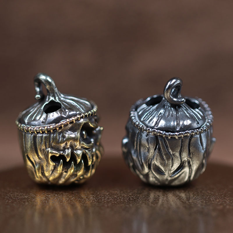 Halloween Pumpkin Skull Face Lantern EDC Brass Knife Beads DIY Woven Paracord Lanyard Pendants Outdoor Tool Hangings Accessories