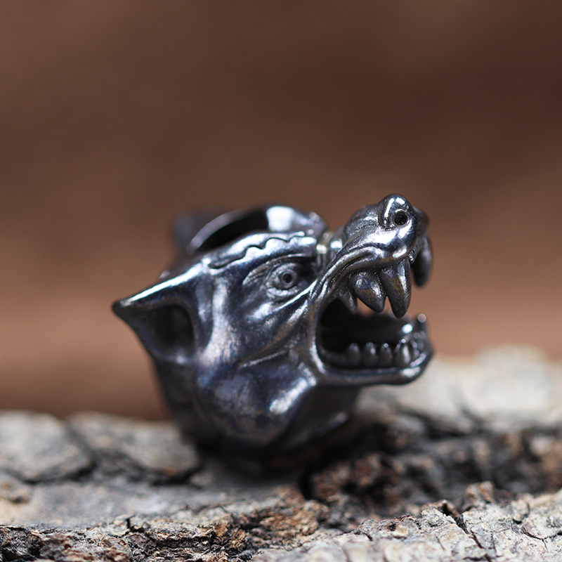 Animal Wolf Warriors Head Sculpture Brass Paracord Bead DIY Handmade Lanyard Pendant Jewelry Accessories EDC Outdoor Tool Charms