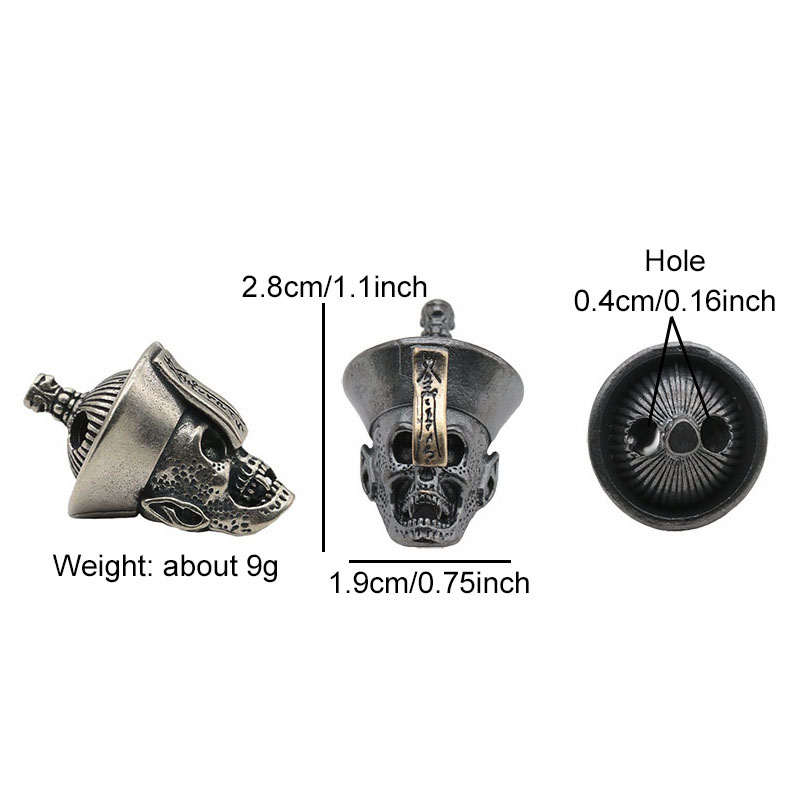 Chinese Zombie Head Sculpture Brass Knife Beads Skull DIY EDC Outdoor Paracord Lanyard Pendants Punk Umbrella Rope Accessories