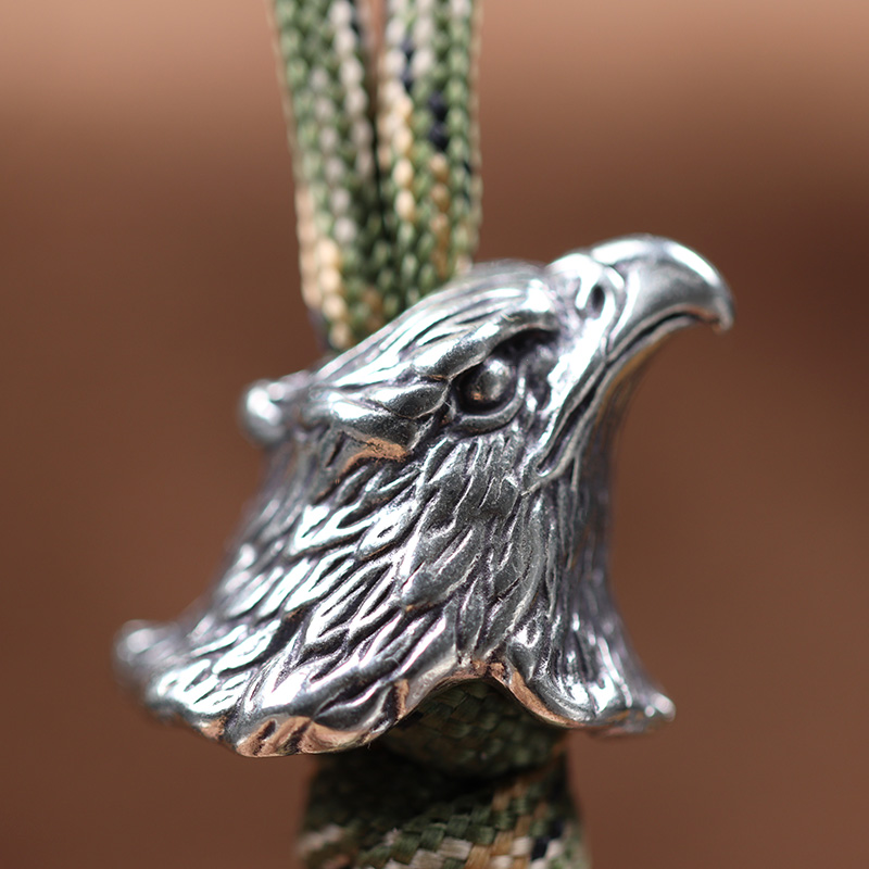Animal Eagle Head Sculpture Brass Knife Bead EDC Outdoor DIY Paracord Handmade Woven Lanyard Pendant Accessories Bracelet Charms