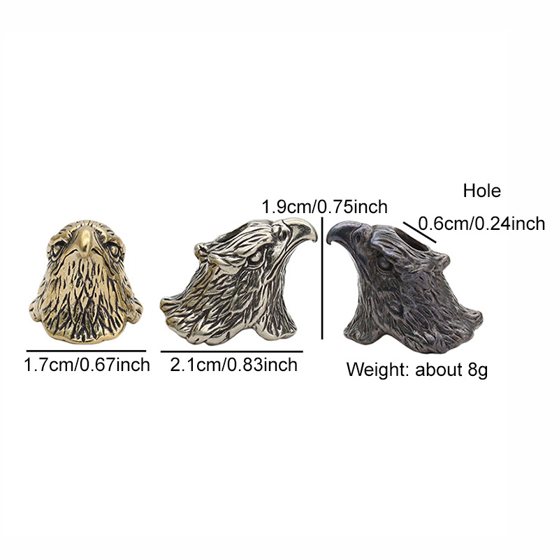 Animal Eagle Head Sculpture Brass Knife Bead EDC Outdoor DIY Paracord Handmade Woven Lanyard Pendant Accessories Bracelet Charms