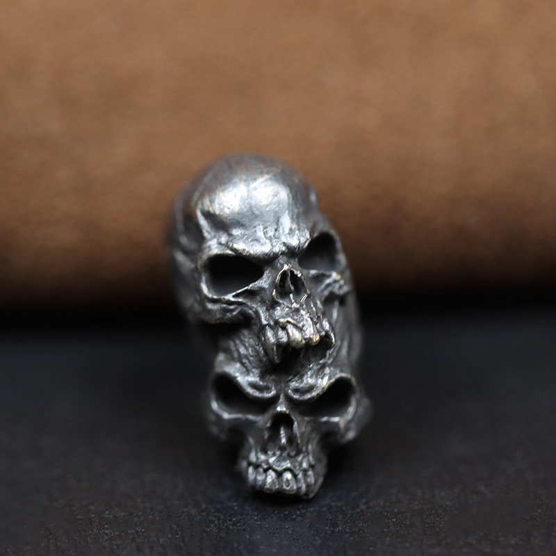 Double Layer Skull Head Brass Knife Bead EDC Outdoor DIY Paracord Accessories Woven Lanyard Pendant Jewelry Punk Bracelet Charms