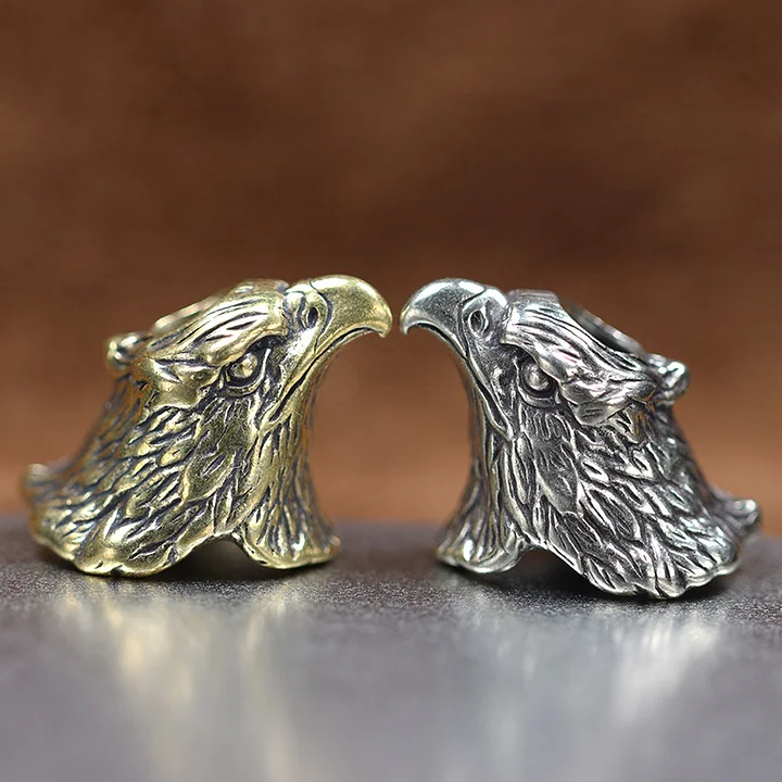 Animal Eagle Head Sculpture Brass Knife Bead EDC Outdoor DIY Paracord Handmade Woven Lanyard Pendant Accessories Bracelet Charms