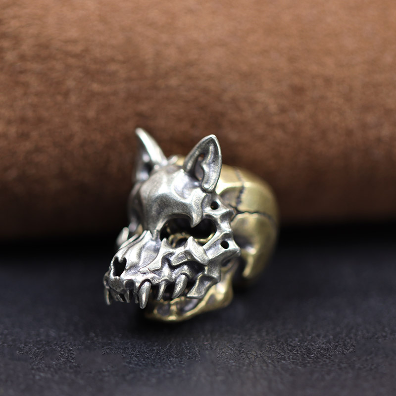 Openable Wolf Face Mask Skeleton Head Brass Knife Beads Outdoor EDC DIY Paracord Woven Lanyard Pendants Accessories Punk Charms