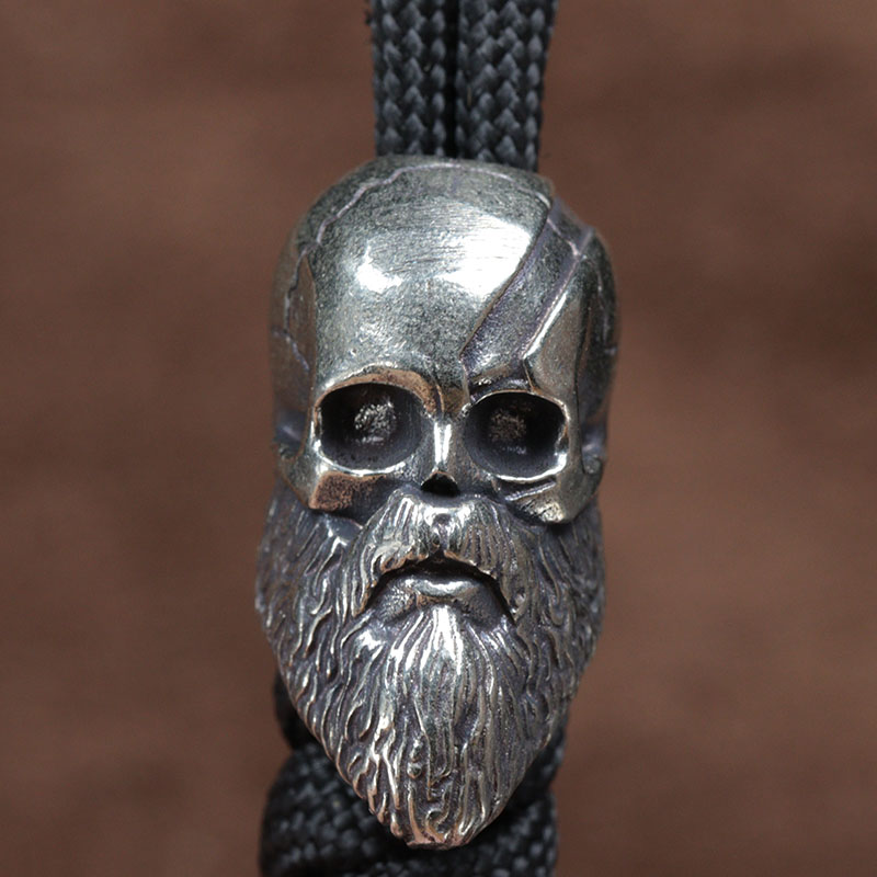 Long Bearded Spartan Great Warrior War God Brass Knife Beads EDC Outdoor DIY Paracord Woven Lanyard Pendants Jewelry Accessories