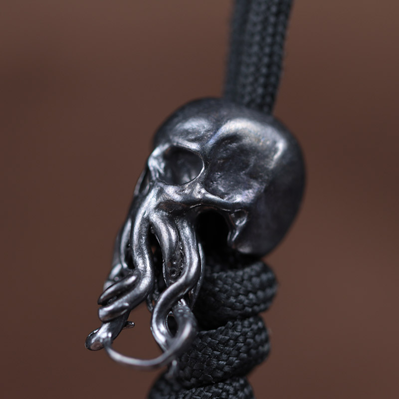 Black Skull Face Octopus Brass Knife Beads Lanyard Pendants Jewelry Umbrella Rope Hangings EDC Outdoor DIY Paracord Accessories
