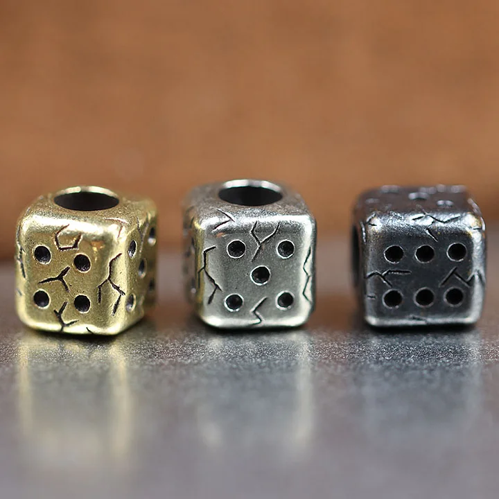 Dice Brass Knife Beads EDC Outdoor DIY Paracord Woven Bracelets Accessories Key Chain Lanyard Pendants Flashlight Hangings Tools