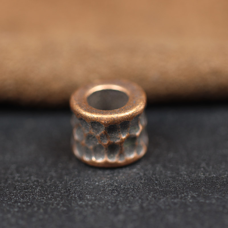 Irregular Hammer Texture Cylinder Brass EDC Knife Bead DIY Paracord Lanyard Pendant Outdoor Flashlight Umbrella Rope Accessories