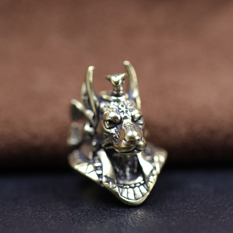 Ancient Egypt Death God Anubis Jackal Head Brass EDC Knife Beads DIY Paracord Woven Lanyard Pendants Jewelry Outdoor Accessories